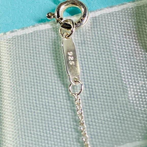 Tiffany Co Sterling Silver Etoile Pink Sapphire Puff Heart Pendant Necklace 16" - Picture 4 of 7